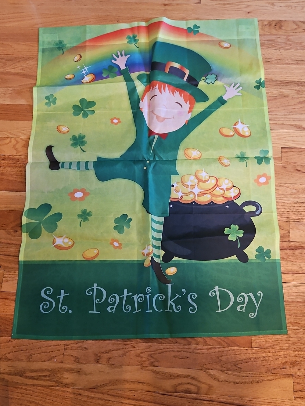 St. Patrick's Day Leprechaun Banner Flag - Green